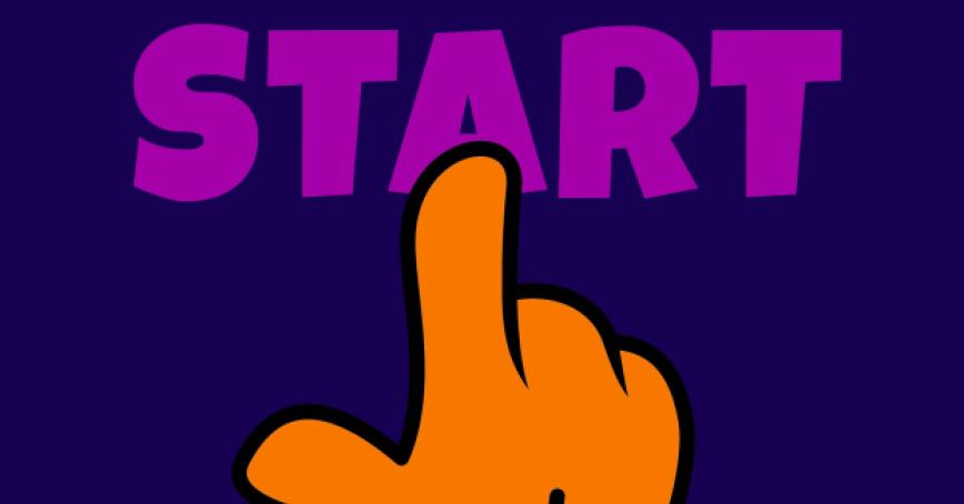 United way illustration of finger hitting Start