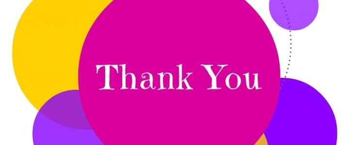 Thank you with balloons