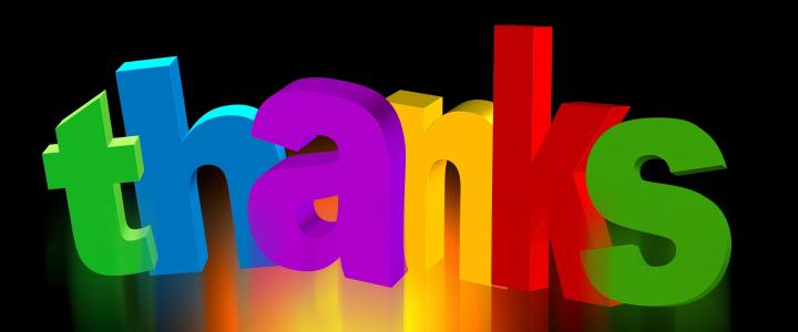 Graphic illustration of word "thanks"