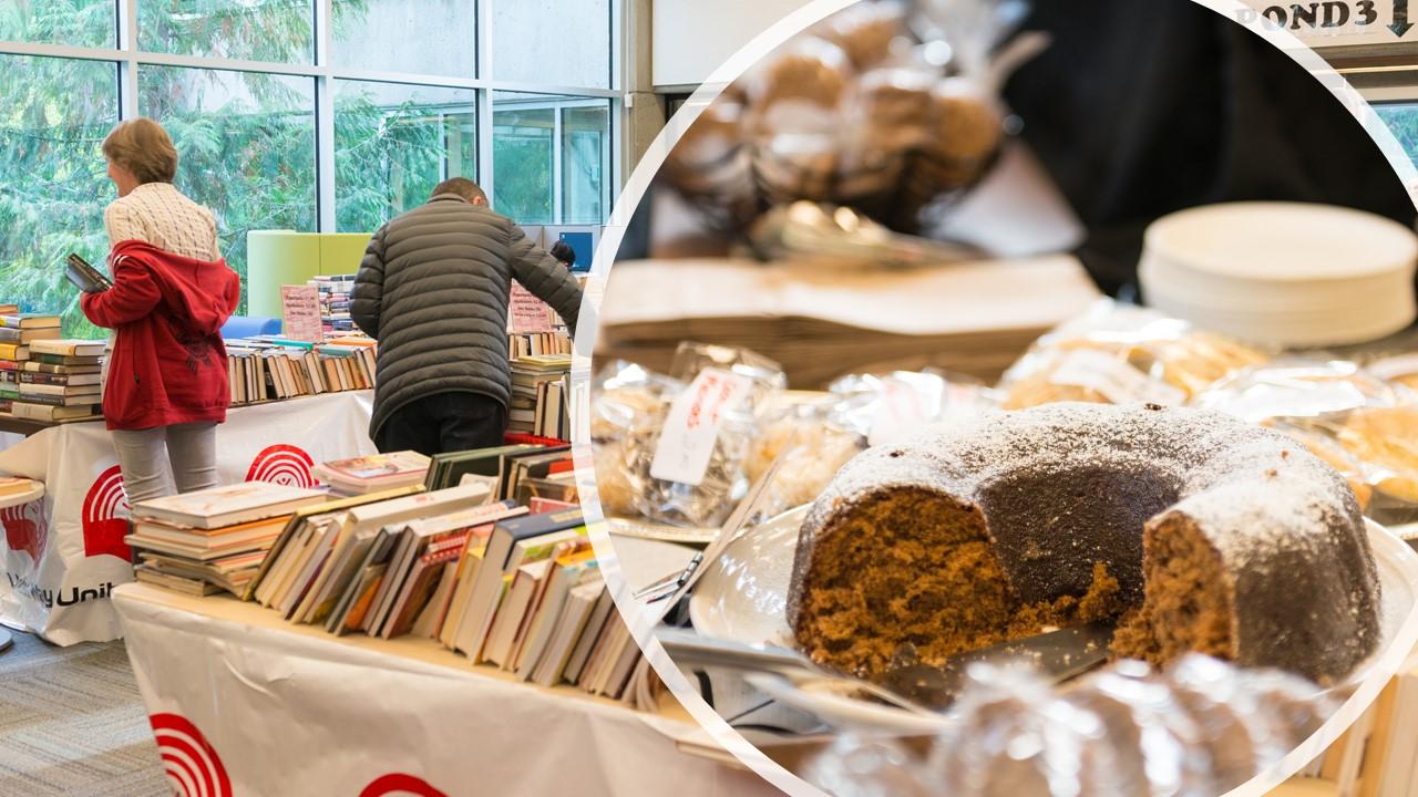 Decorative: picture of books and cakes