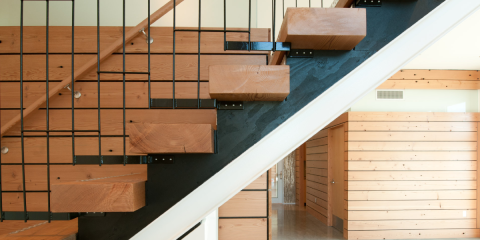 Staircase with wooden steps