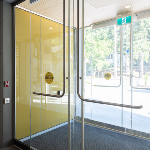 Doors to exit building