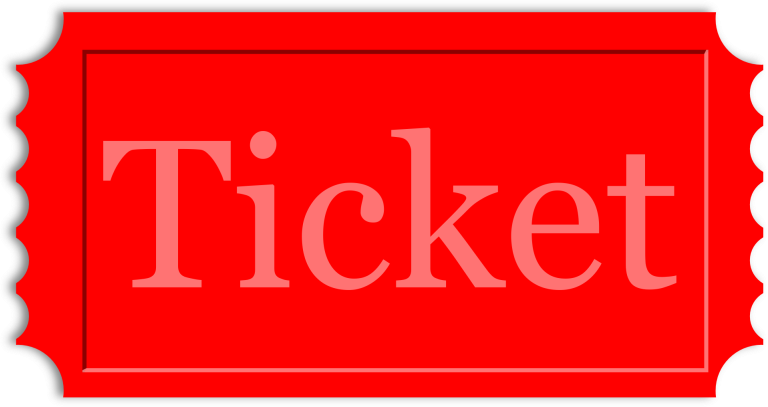 decorative: red ticket stub