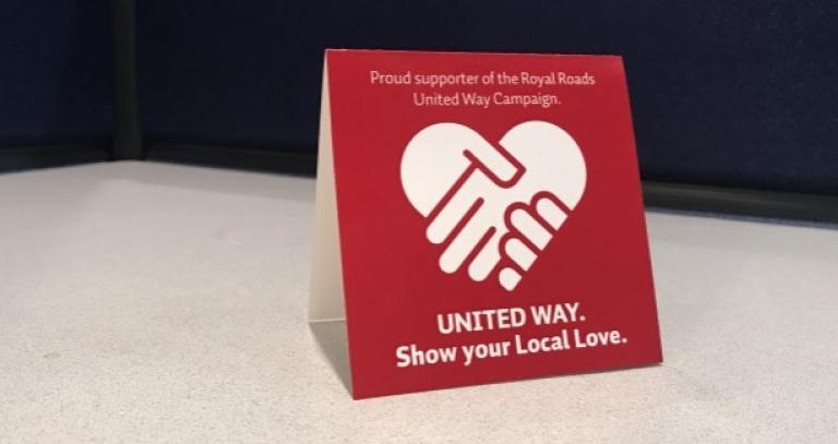 Decorative: United Way heart made of hands, words: show your local love