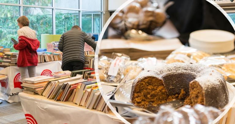 Decorative: picture of books and cakes