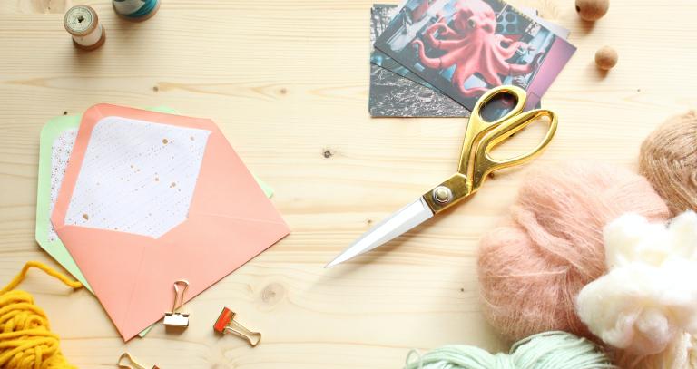 A photo of cardmaking and other crafting materials