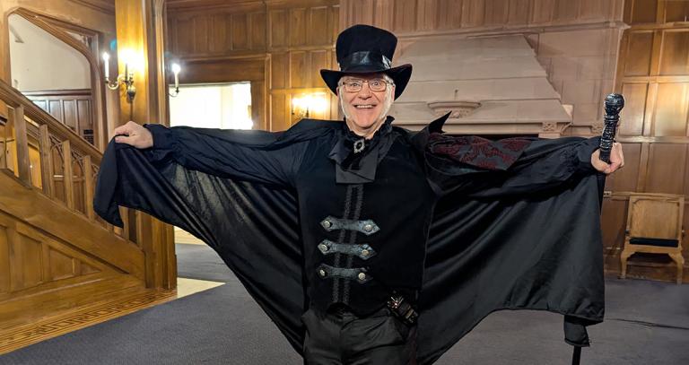 Shawn Taylor dressed up to give his famous Ghostly Tours in Hatley Castle