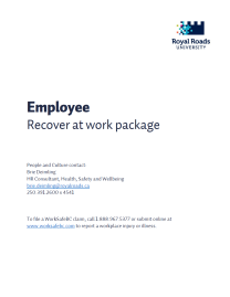 Cover of employee recover at work package