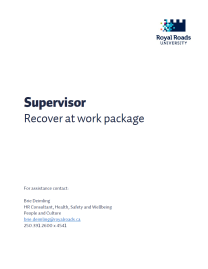 Cover page of Supervisor recover at work package